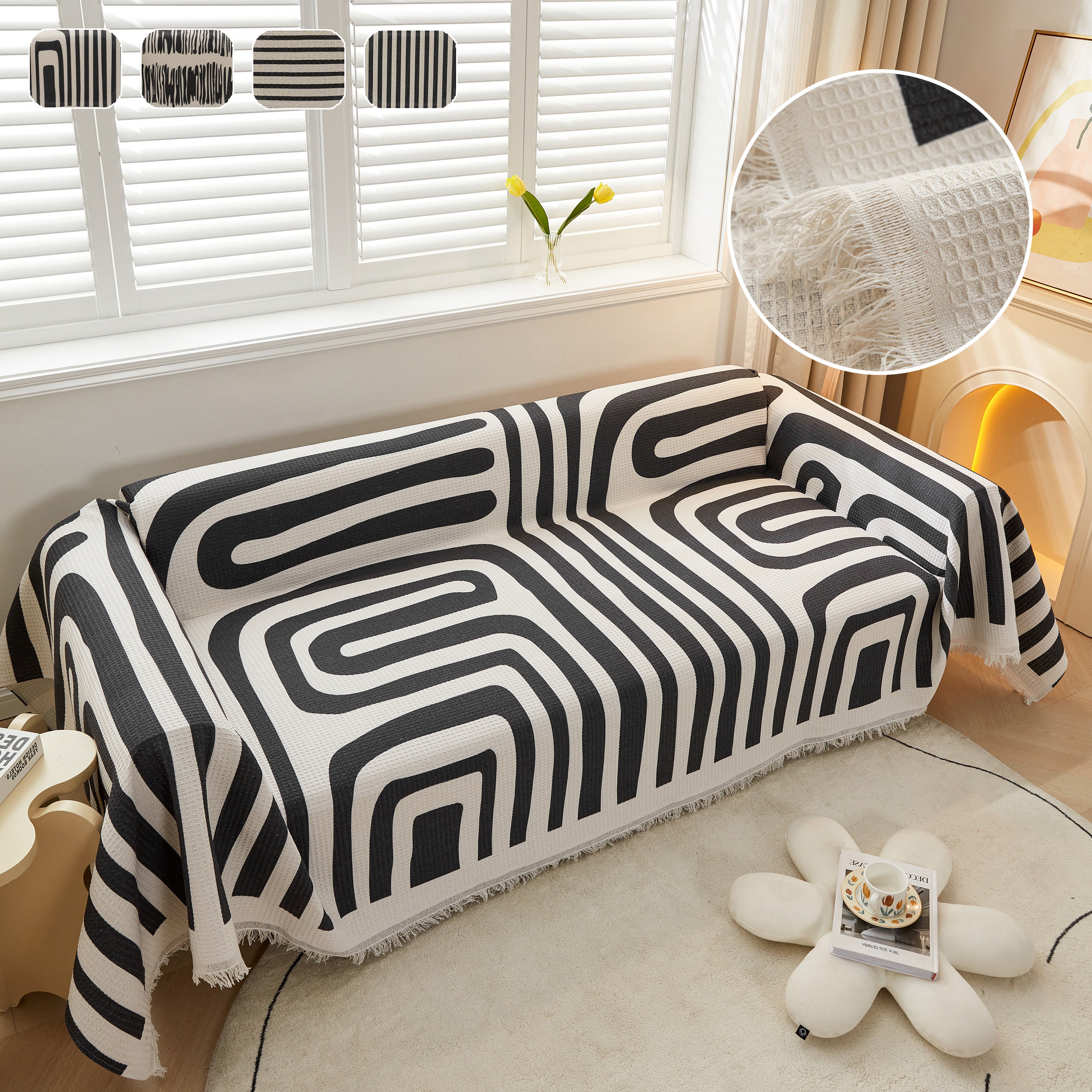 Slipcover KAS Waffle Lattice Fabric Sofa Throw, Furniture Covers for P
