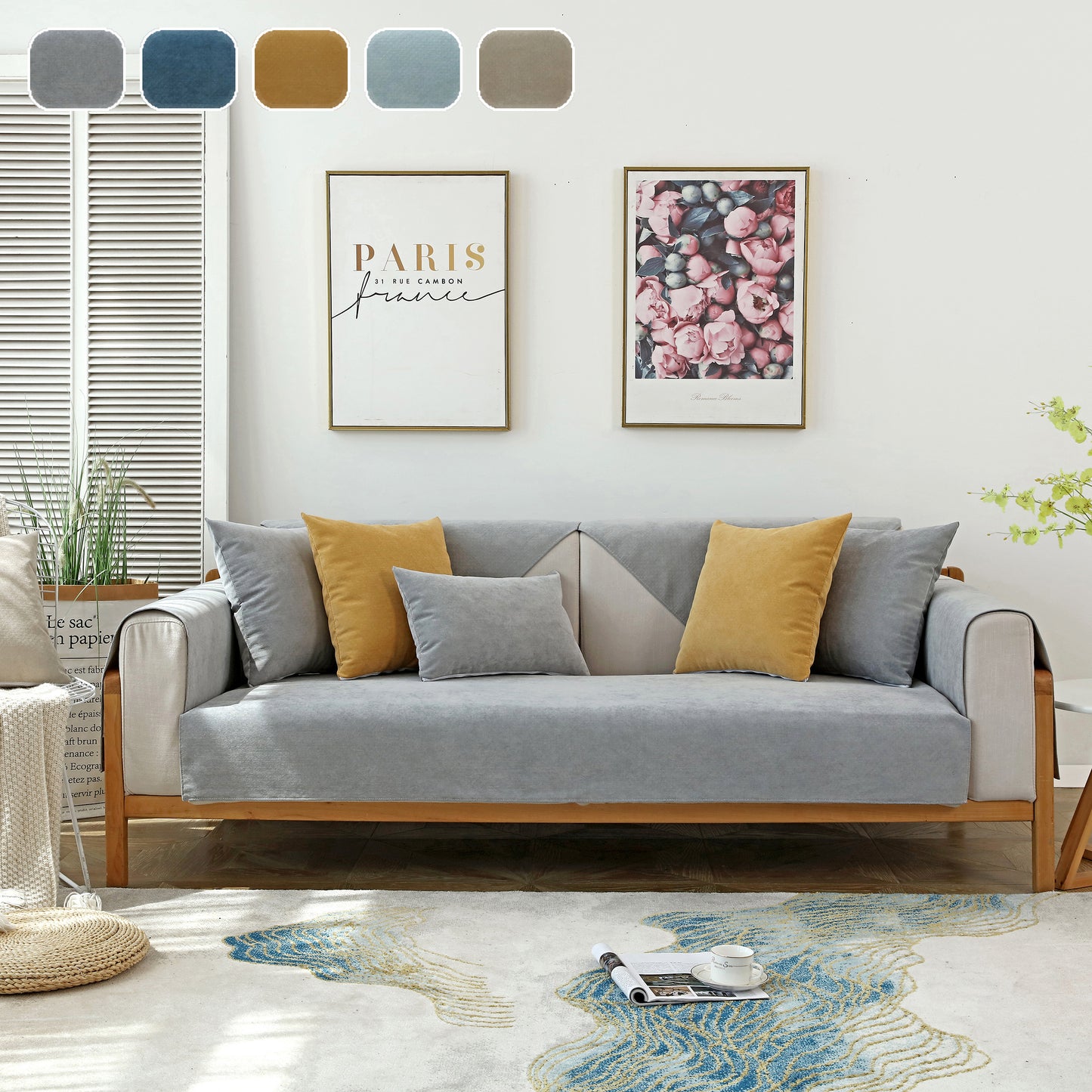 Waterproof Non-Slip Quilted Corduroy Sofa Covers for Pets, Sectional Couch Covers