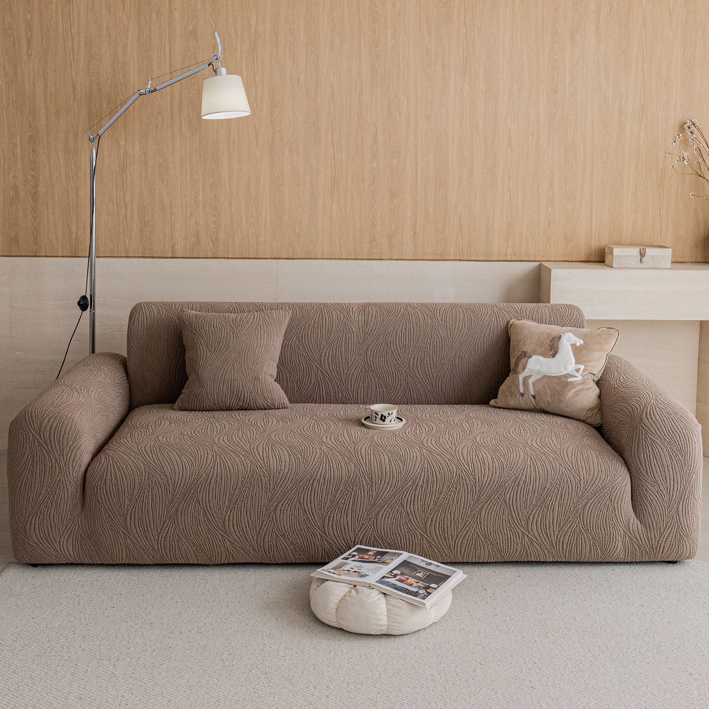 Elastic Stretch Sofa Cover Slipcover, Thick Plush Wavy Flowing Texture Couch Cover