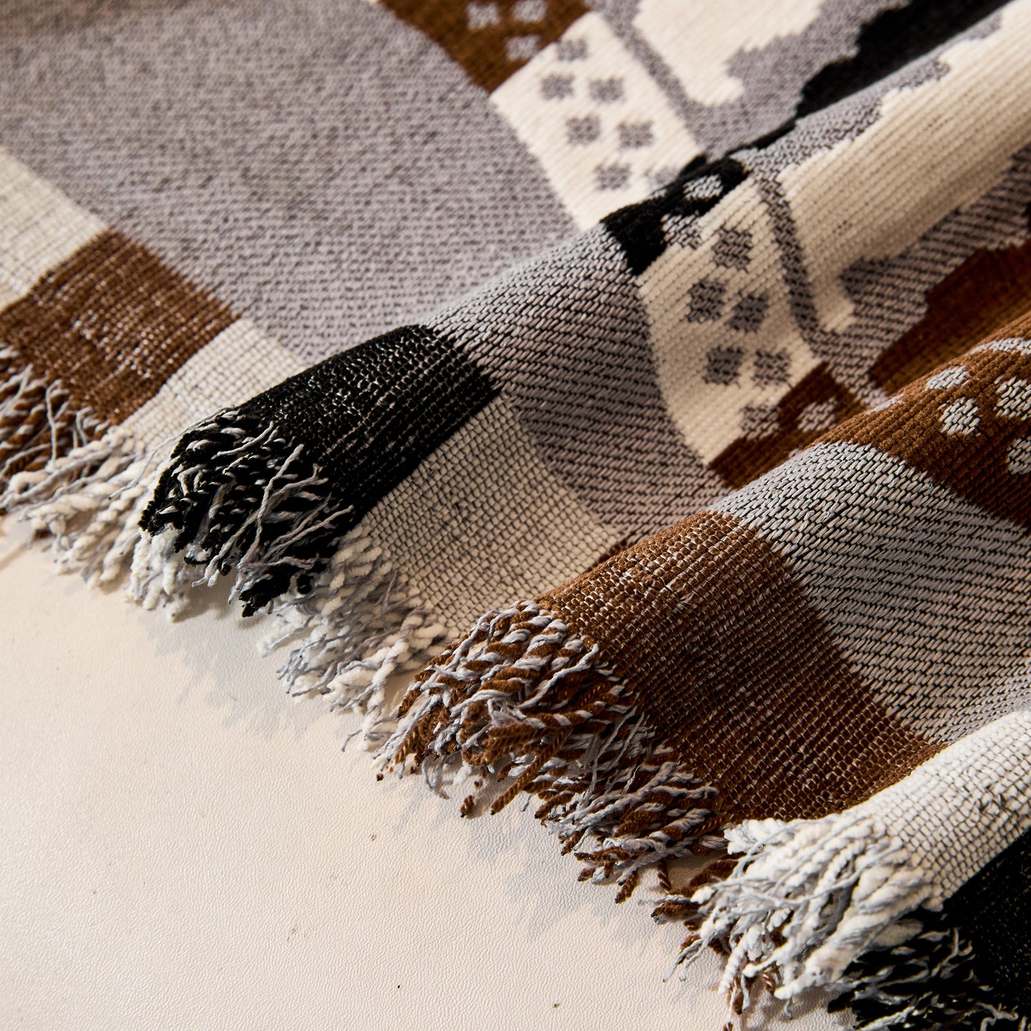 Gestreifte Chenille Sofa-Wurfdecken, Boho-Stil Gemütliche Couchschutzdecke