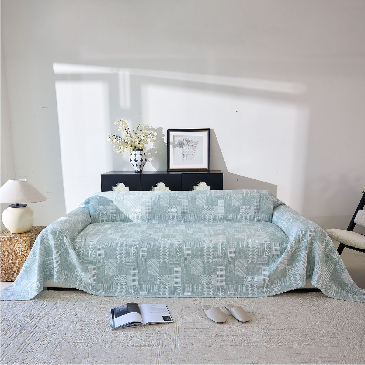 Boho Furniture Cover for Sofa, Loveseat and Chair, Geometric Jacquard Woven Sofa Cover