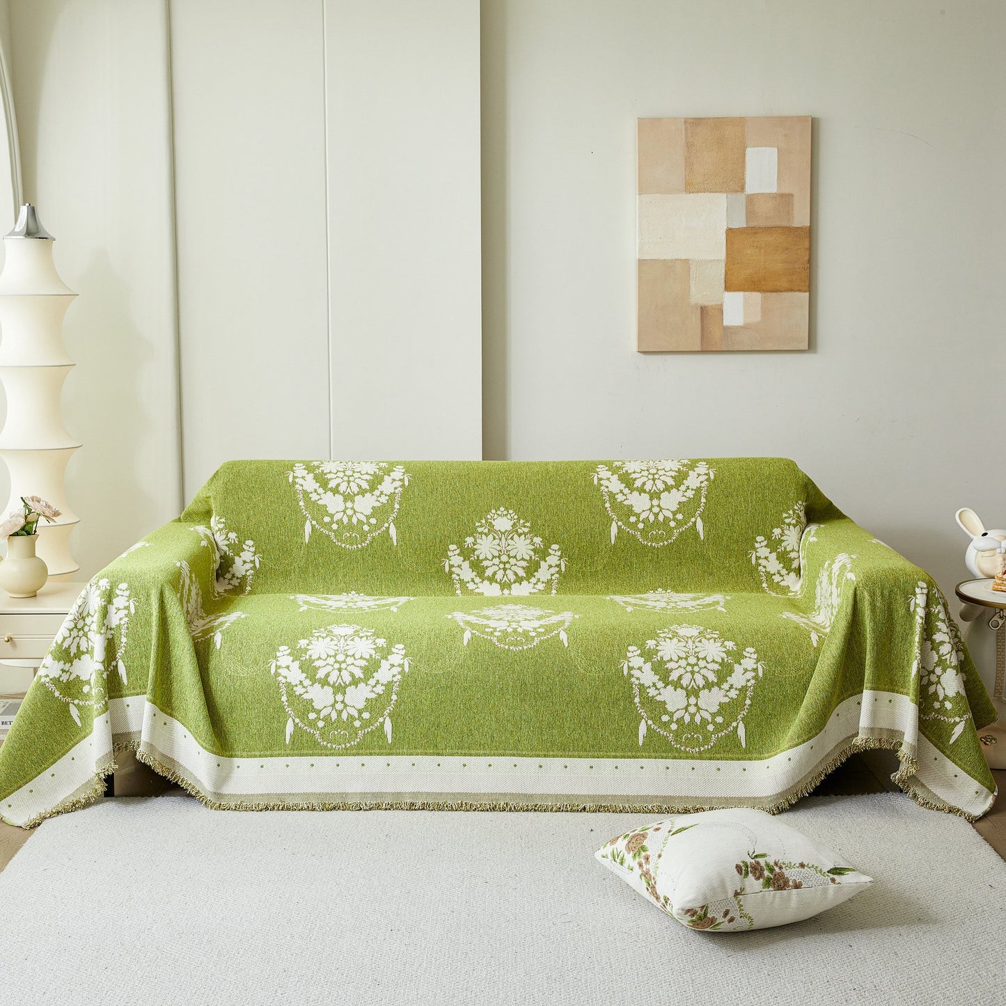 Charmante französische Landhaus Blumen Korb Sofa Wurfdecke Rustikaler Bauernhaus-Stil Couchbezug Decken