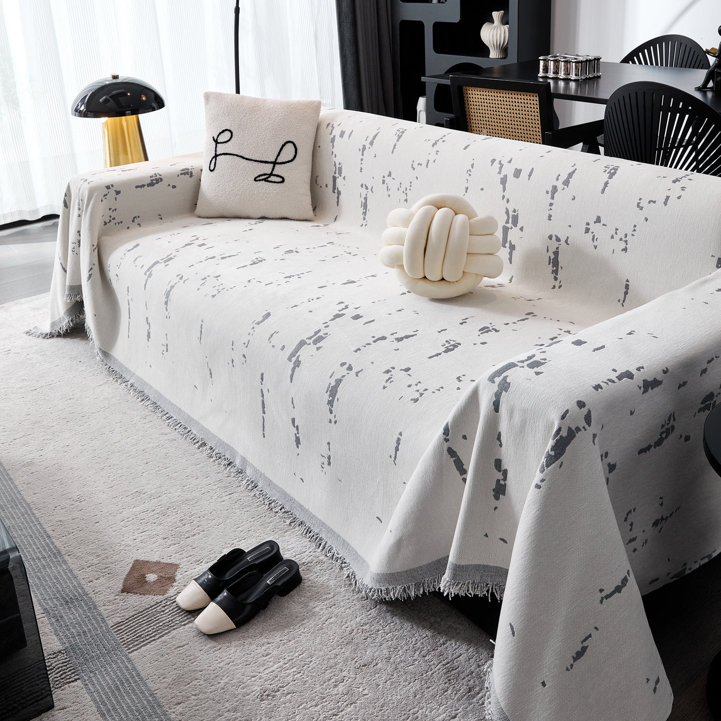 Copertura per Divano Reversibile in Chenille Copridivano per Sezionale Multiuso Protettore Decorativo per Divano