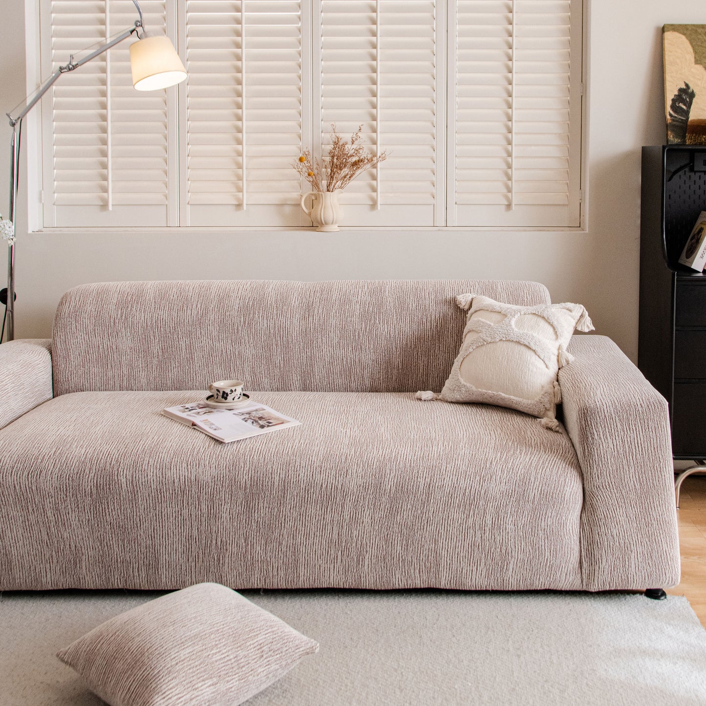 Wavy Jacquard Sofa Cover, High Stretch Crinkle Textured Couch Slipcover KAS Washable