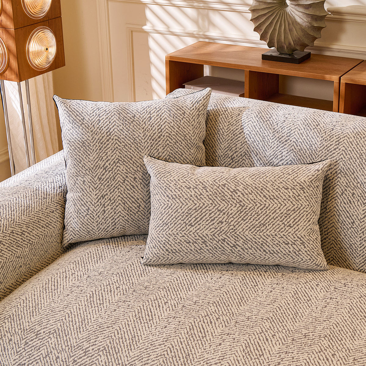 Chenille Herringbone Sofa Protector, Soft Non-Slip Couch Cover with Silicone Backing