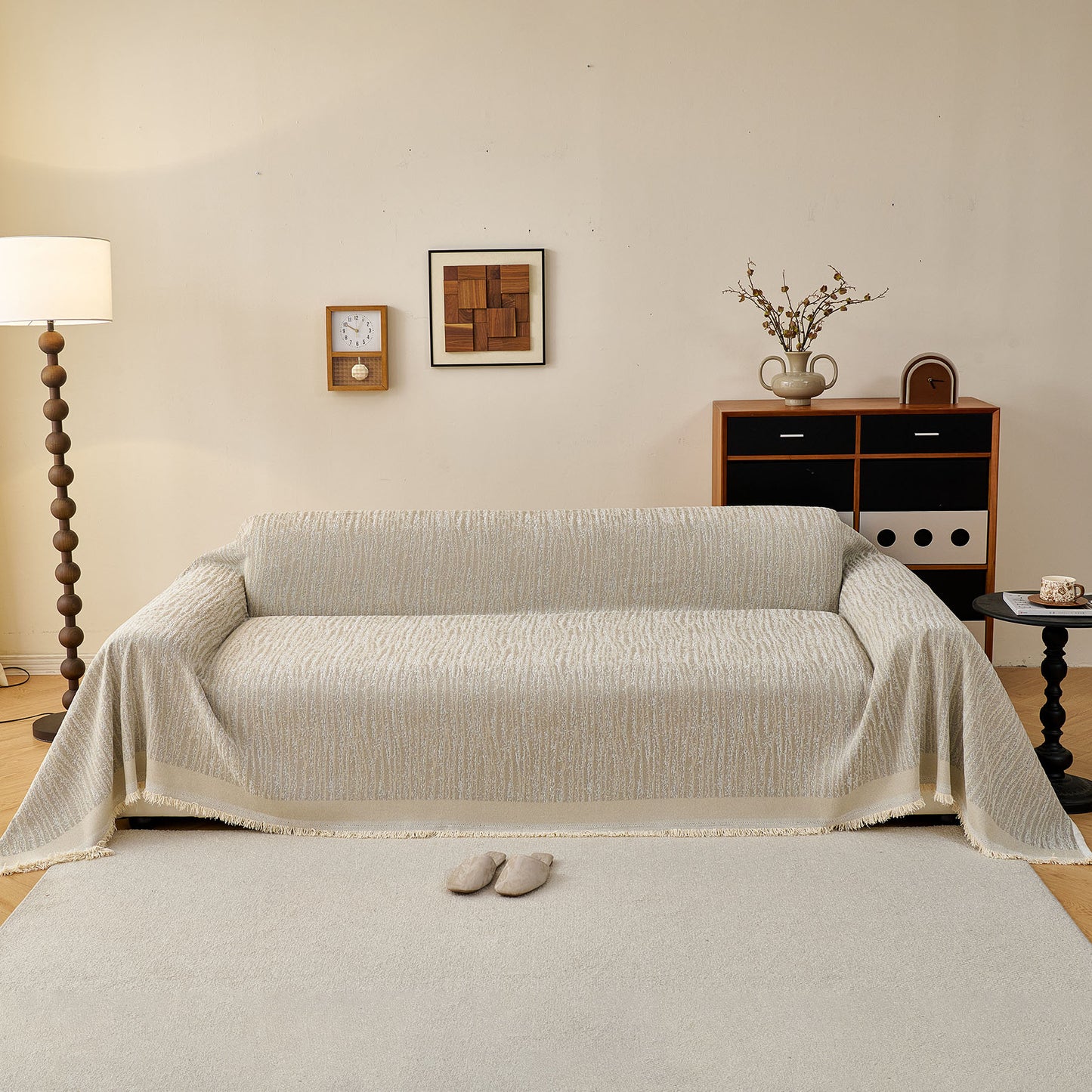 Textured Sofa Cover Blanket for Couch, Modern Decorative Furniture Protector Throw