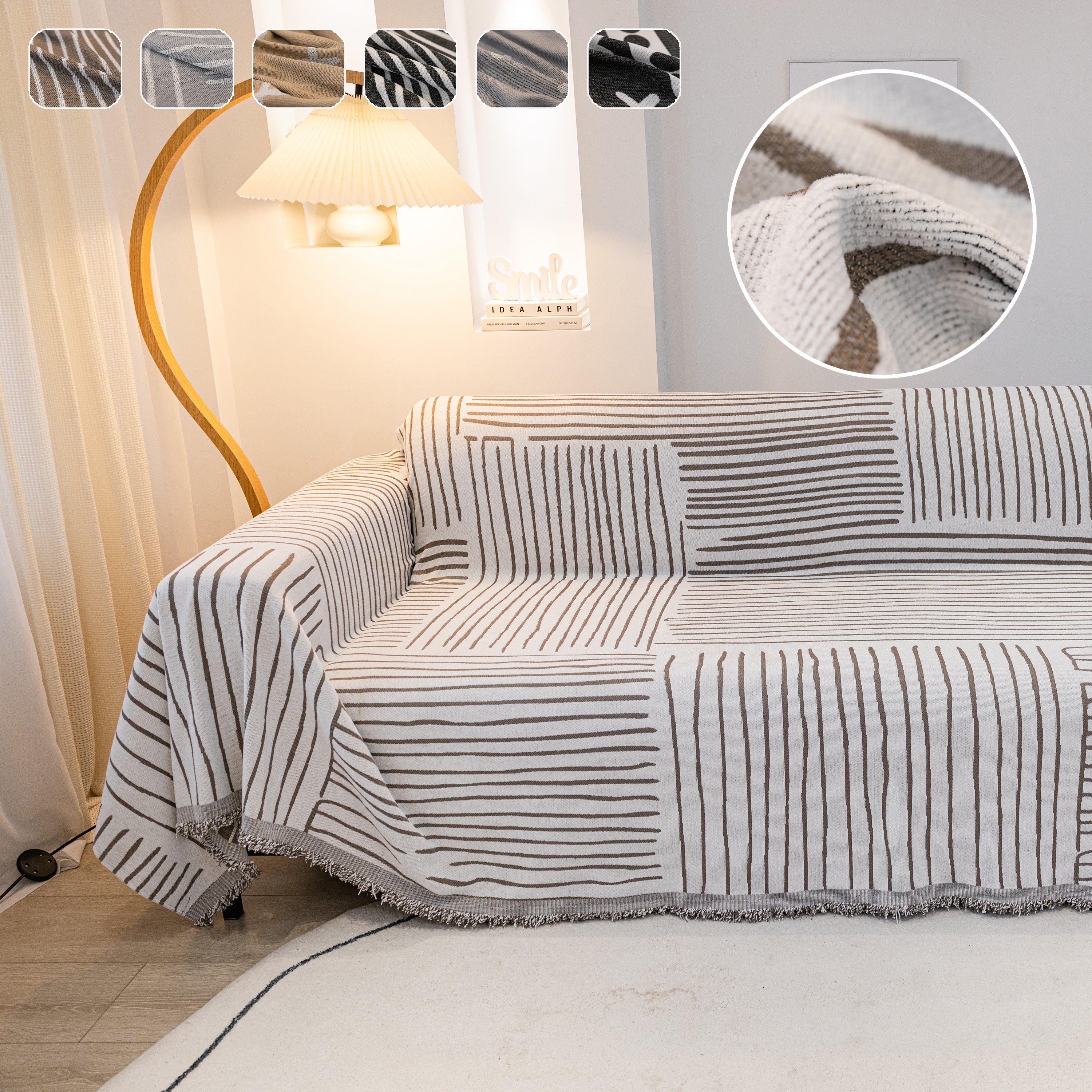 Slipcover KAS Waffle Lattice Fabric Sofa Throw, Multipurpose Soft Sof