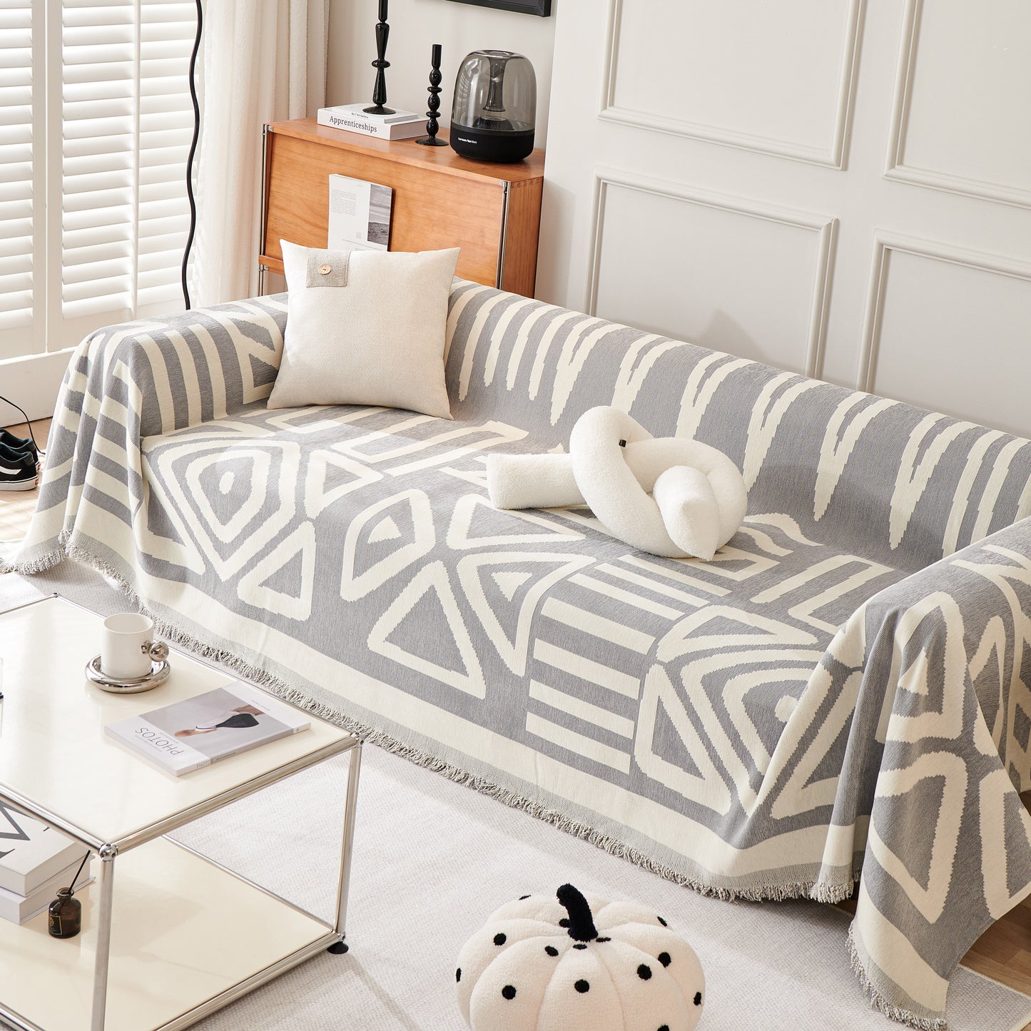 Chenille Geometrische Sofa Deken, Boho Wasbare Meubel Dekenhoezen voor Sofa