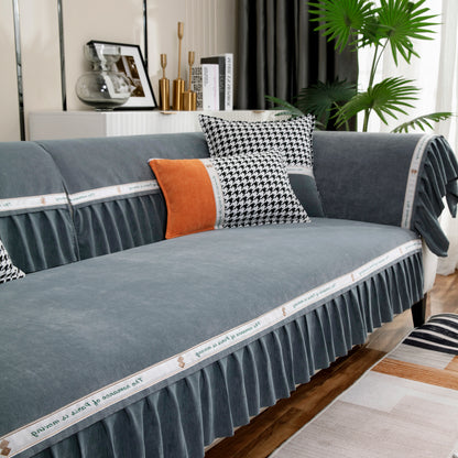 Fundas de sofá de chenilla antideslizantes con falda, mejor protector de sofá para mascotas, fundas de muebles para mascotas