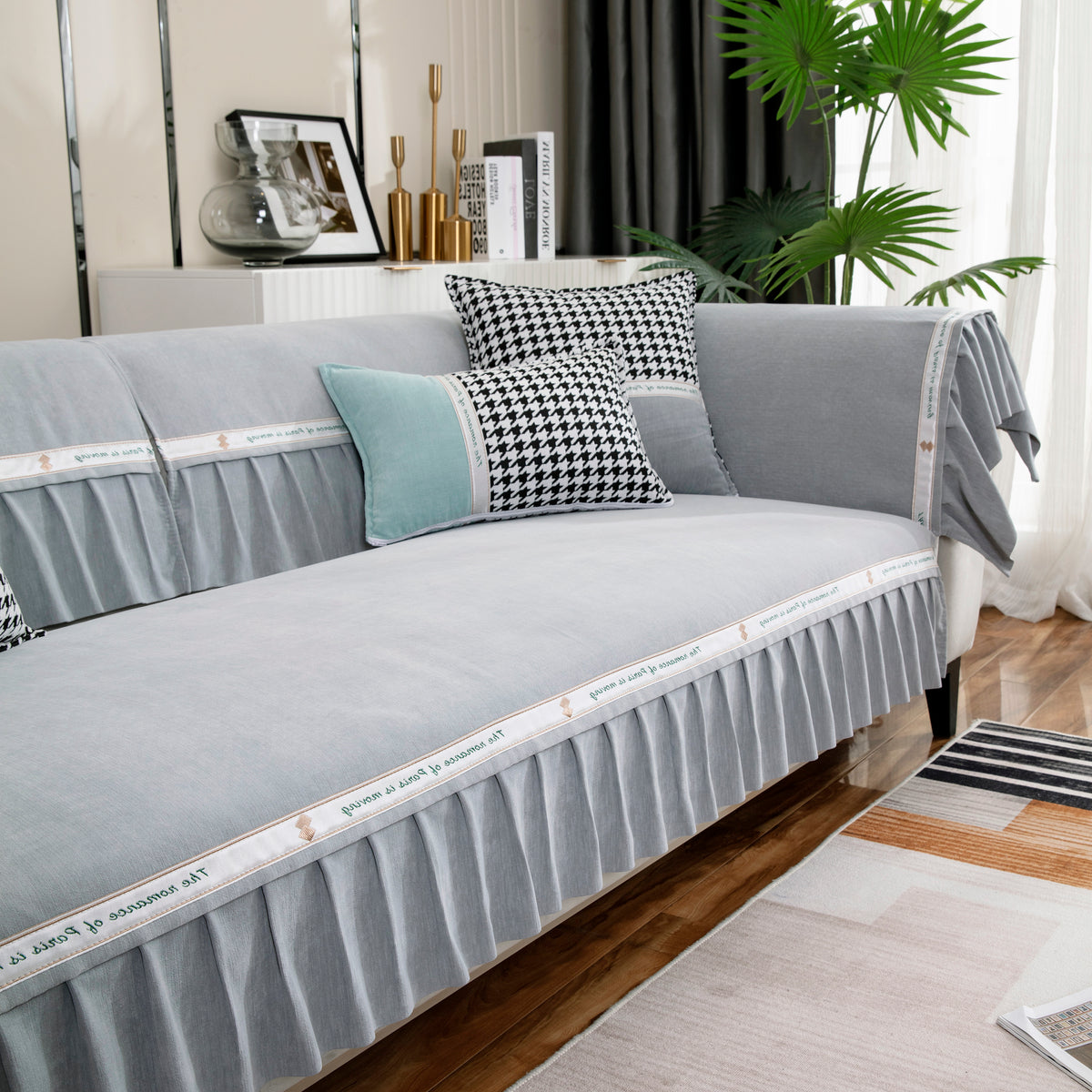 Rutschfeste Chenille-Sofa-BezĂŒge mit Rock, Bester Haustier-Sofa-Schutz â Slipcover KASâą