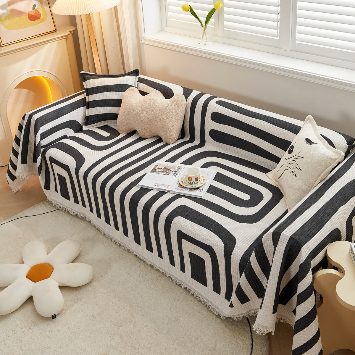Couchbezug für die meisten Formen von Sofas, Waffelgitter Sofaüberwurf – Slipcover KAS™