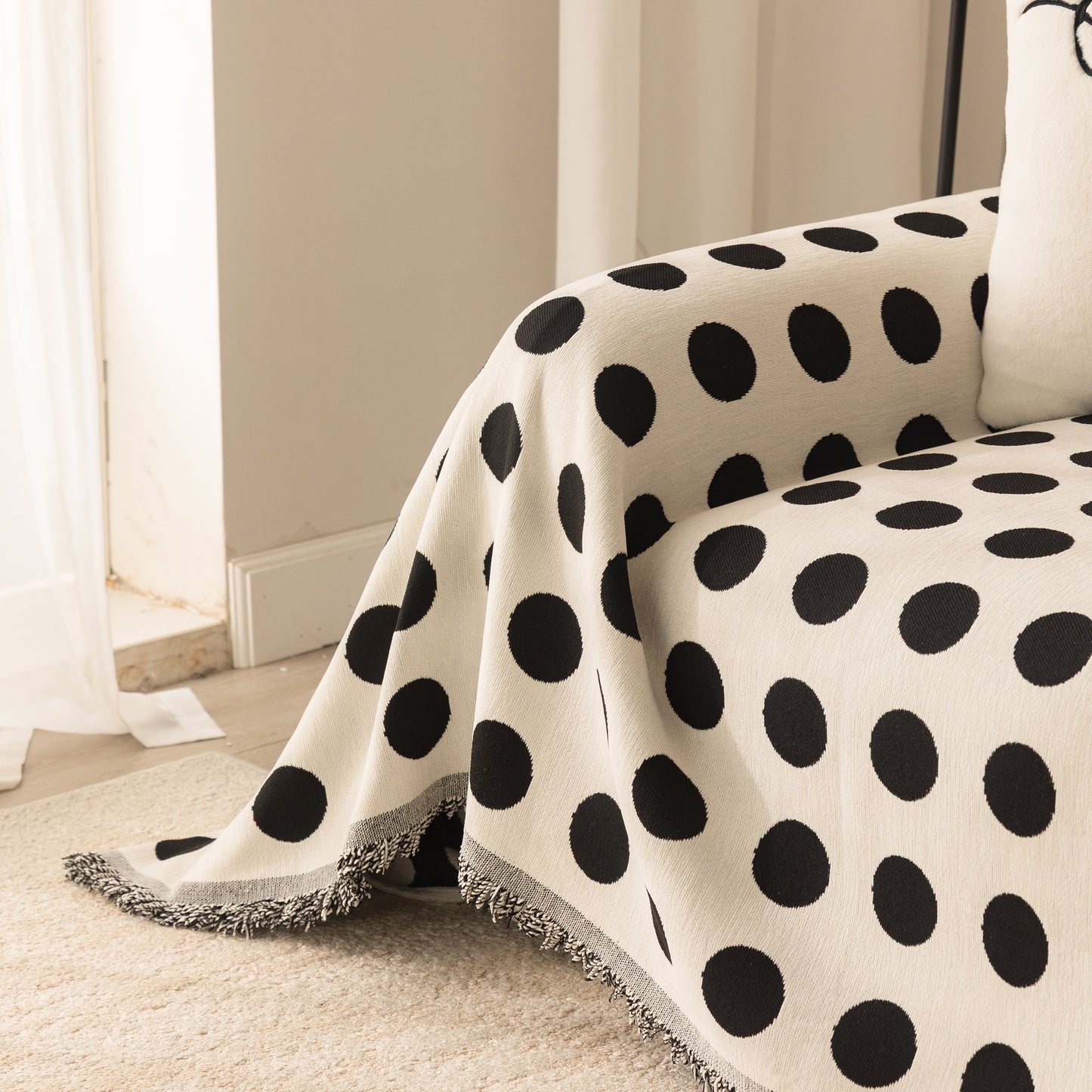 Chenille Polka Dot Sofa Cover Throw, Soft Thick Couch Cover Blanket Furniture Covers