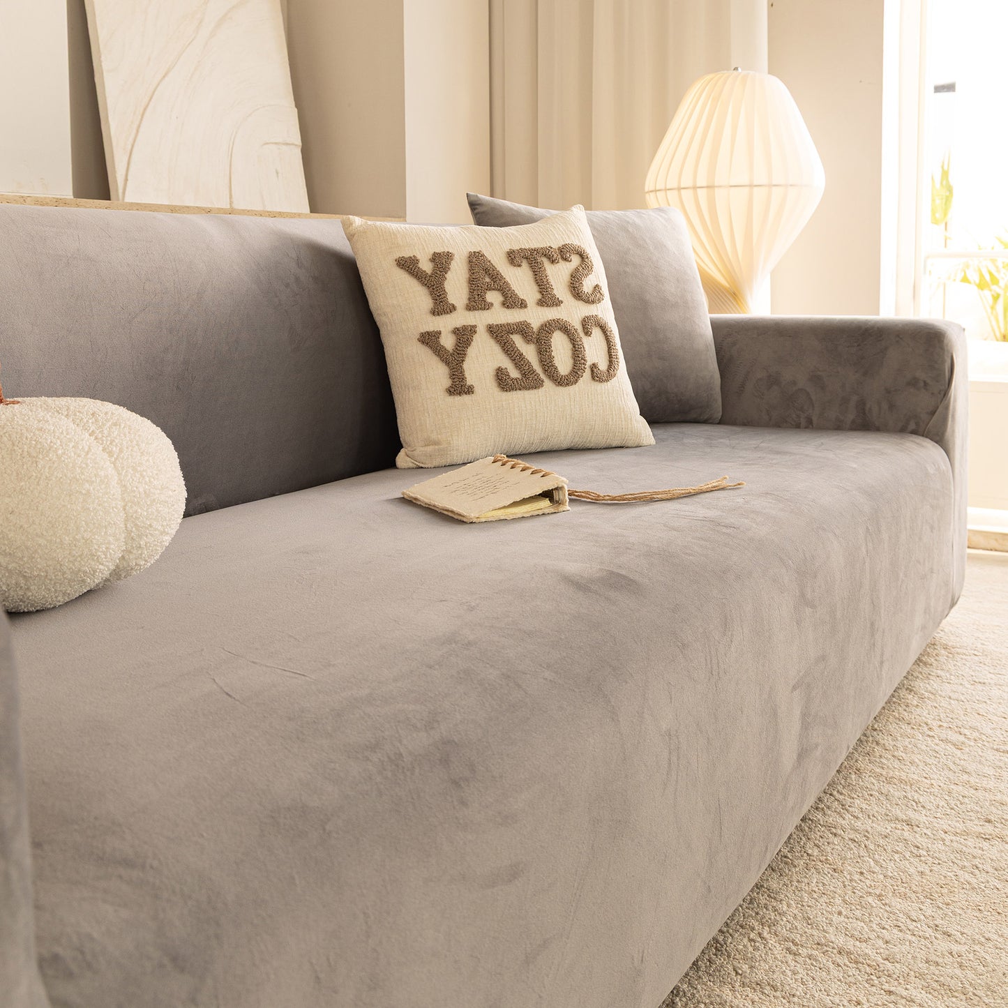 Premium Velvet Thick Stretch Couch Slipcover, Non-Slip Furniture Protector for Pets
