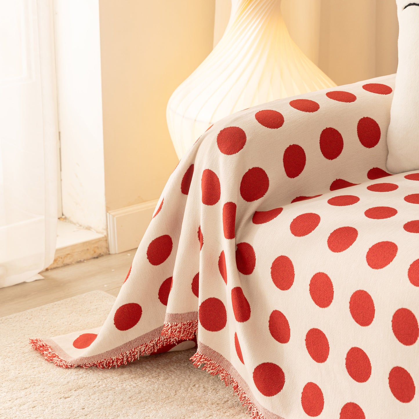 Chenille Polka Dot Sofa Cover Throw, Soft Thick Couch Cover Blanket Furniture Covers