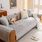 Quilted Velvet Sofa Cover, Thick Padded Couch Protector with Raised Geometric Texture