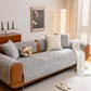 Quilted Velvet Sofa Cover, Thick Padded Couch Protector with Raised Geometric Texture