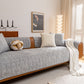 Quilted Velvet Sofa Cover, Thick Padded Couch Protector with Raised Geometric Texture
