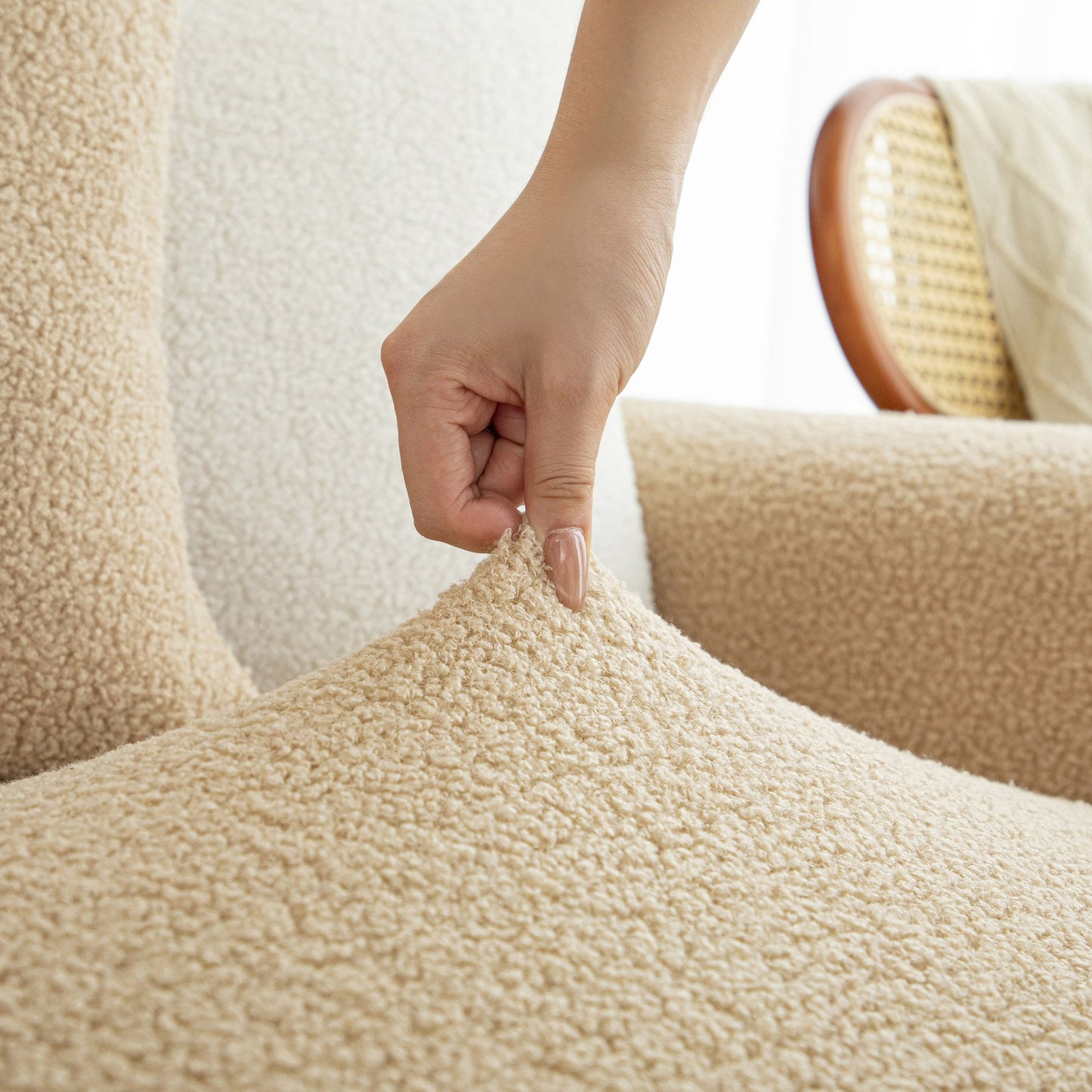 Stretch Plush Fitted Couch Slipcover Furniture Protector for 1/2/3/4/5 Cushion Couch
