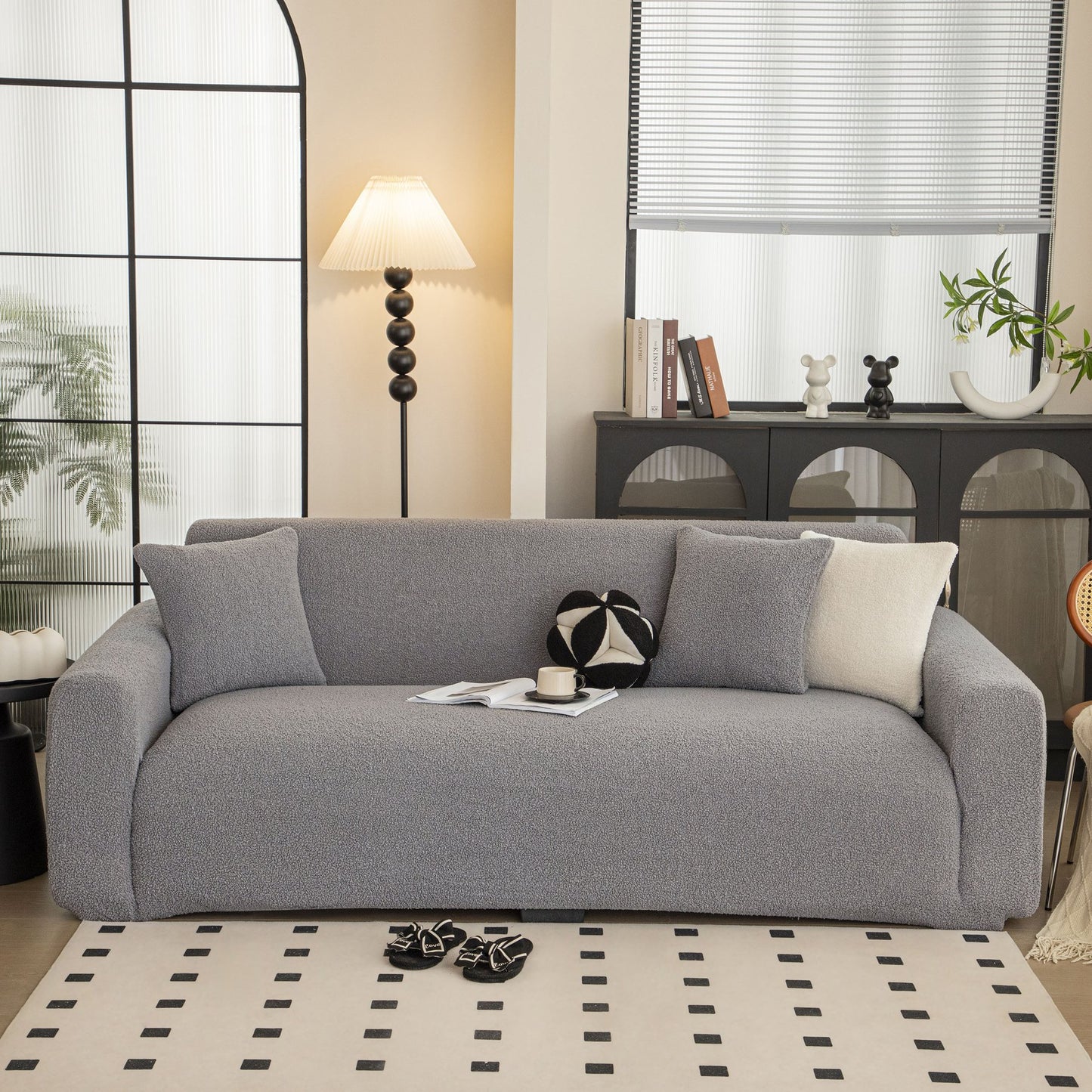 Stretch Plush Fitted Couch Slipcover Furniture Protector for 1/2/3/4/5 Cushion Couch