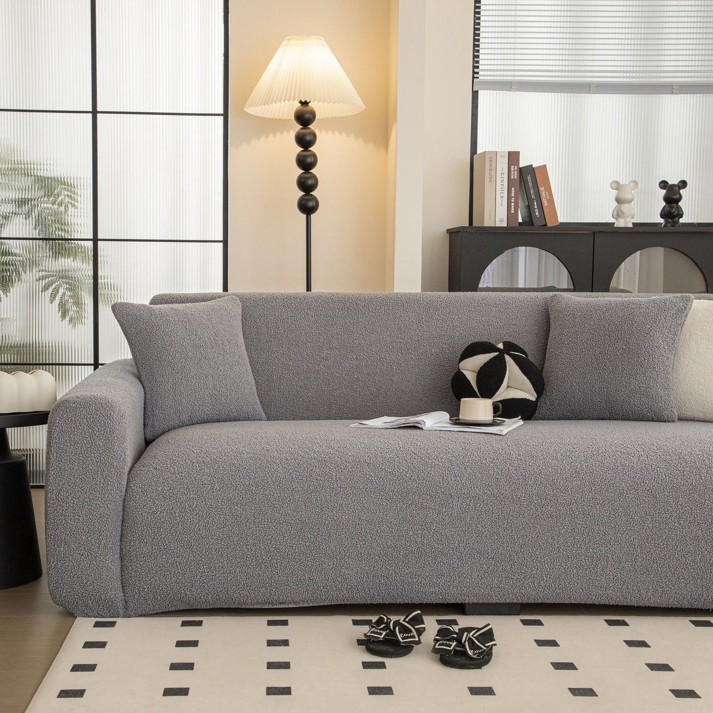 Stretch Plush Fitted Couch Slipcover Furniture Protector for 1/2/3/4/5 Cushion Couch