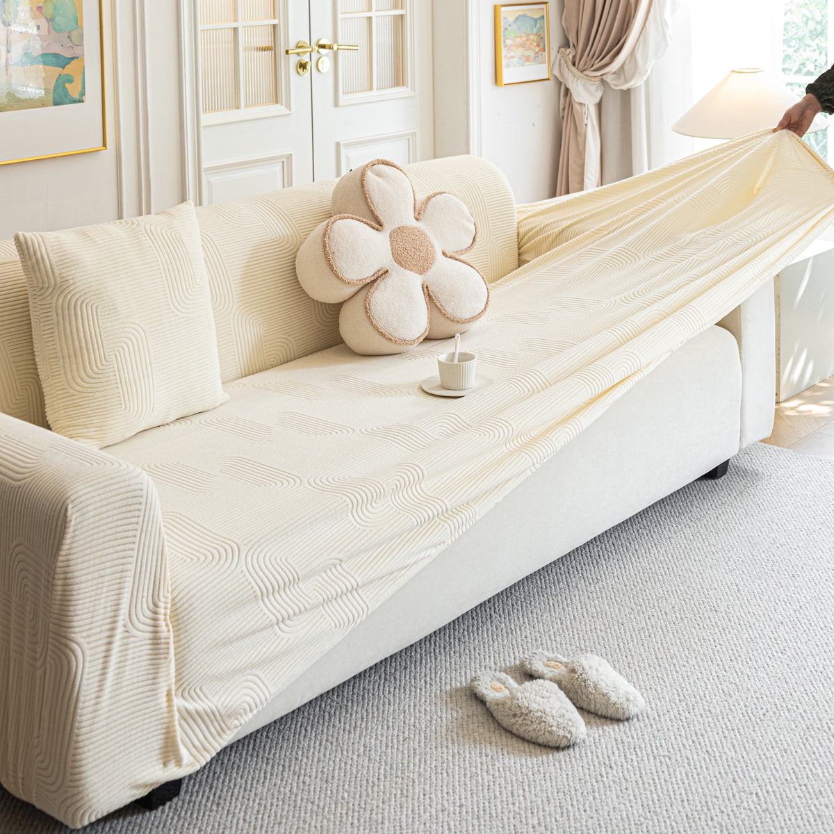 Moderne Stretchbezüge Geometrisches Texturiertes Decken für Sofa mit C – Slipcover KAS™
