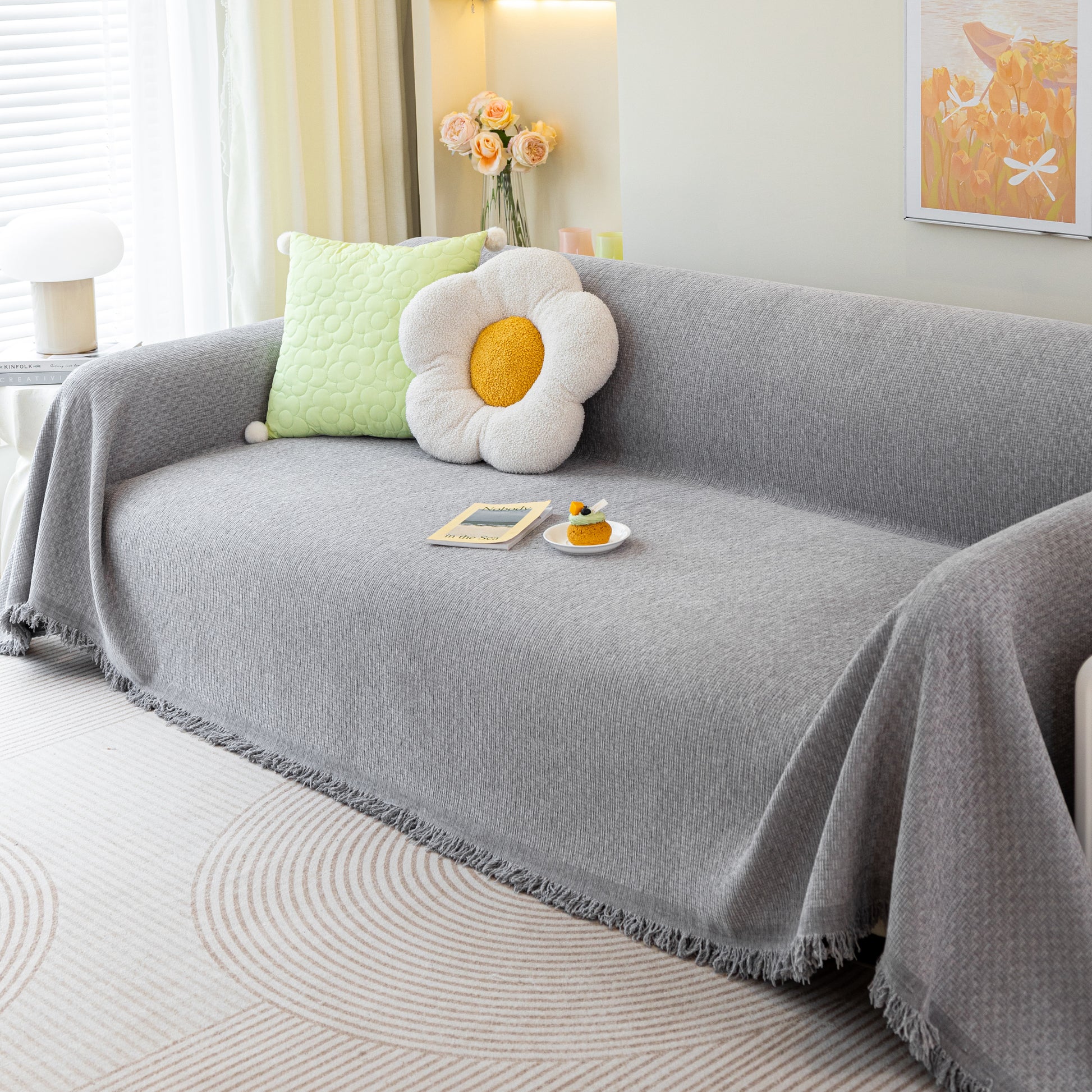 Chenille Large Throw Couch Cover Blanket with Water-Resistant for