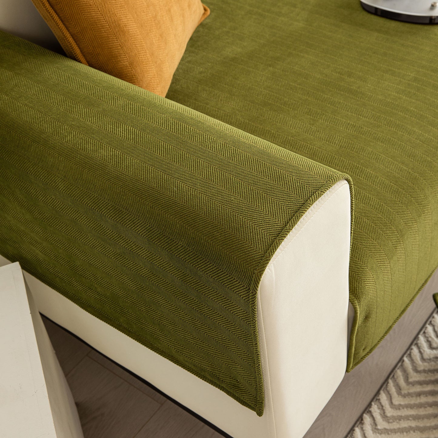 Herringbone Quilted Couch Seat and Backrest Cover, Separate Sofa Cushion Covers
