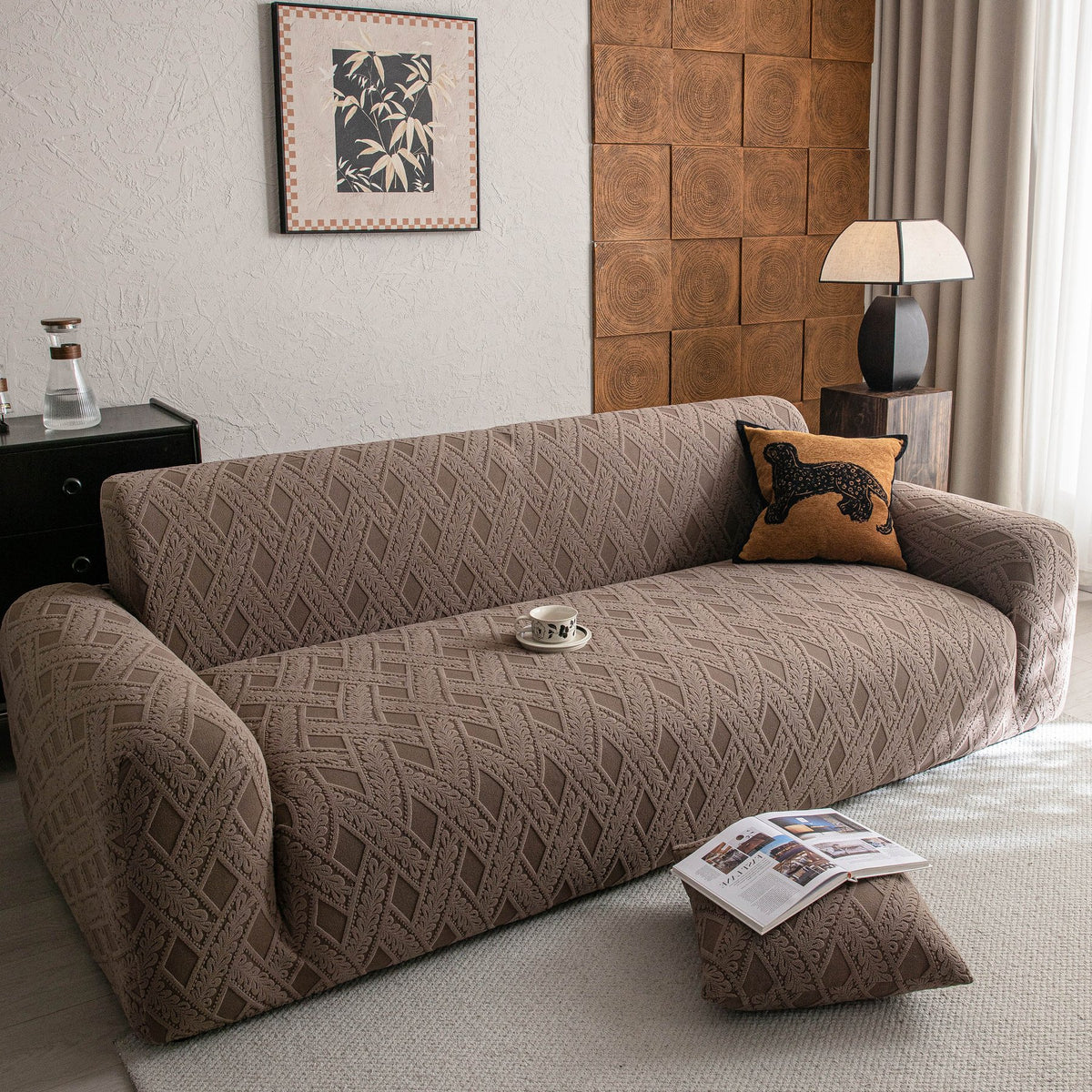Easy-Going Stretch Jacquard Couch Cover, 1-Piece Soft Sofa Cover, Sofa Slipcover with Anti-Slip Foams, Washable Furniture Protector for Kids, Pets (Oversized Sofa, Smoky Gray Easy-Going Stretch Jacquard Couch Cover, 1-Piece Soft Sofa Cover, Sofa Slipcover with Anti-Slip Foams, Washable Furniture Protector for Kids, Pets (Oversized Sofa, Smoky Gray