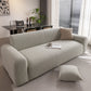 Modern Textured Stretch Sofa Cover, Plush Fleece Sofa Slipcover with 3D Stripe Texture