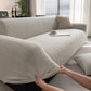 Modern Textured Stretch Sofa Cover, Plush Fleece Sofa Slipcover with 3D Stripe Texture