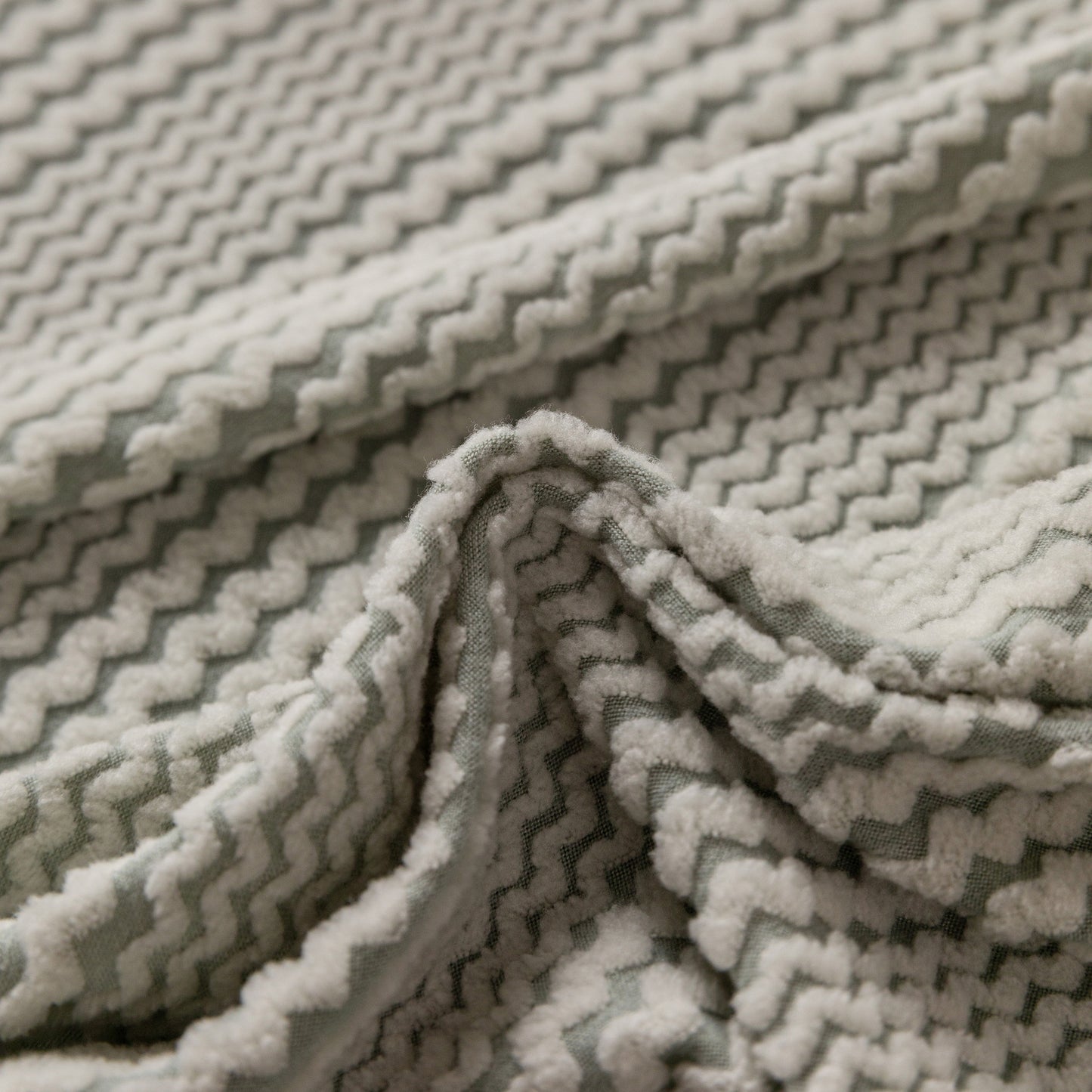 Modern Textured Stretch Sofa Cover, Plush Fleece Sofa Slipcover with 3D Stripe Texture