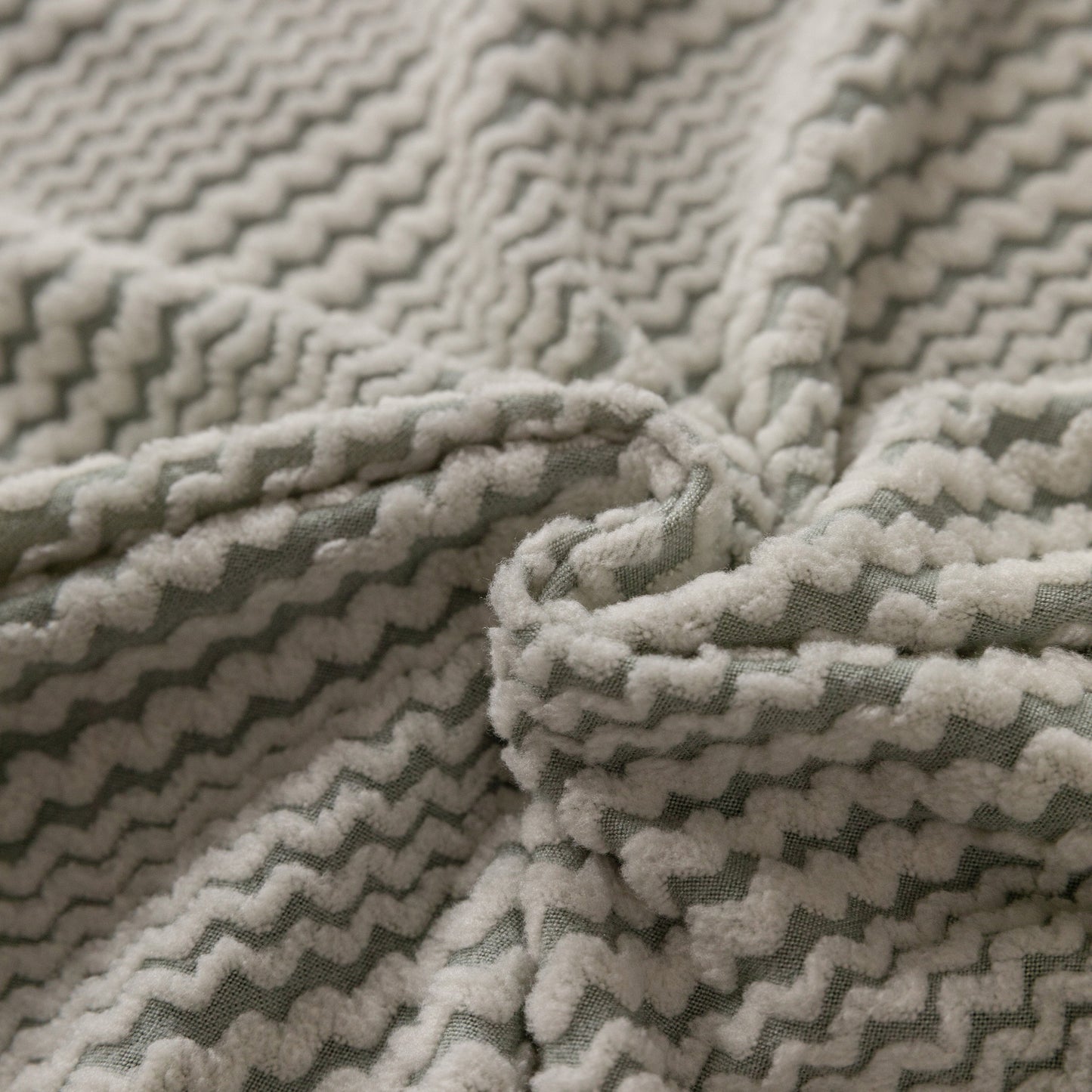 Modern Textured Stretch Sofa Cover, Plush Fleece Sofa Slipcover with 3D Stripe Texture