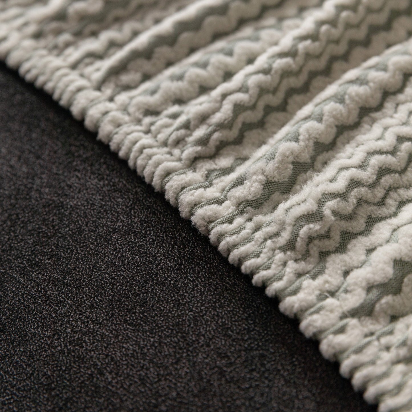 Modern Textured Stretch Sofa Cover, Plush Fleece Sofa Slipcover with 3D Stripe Texture