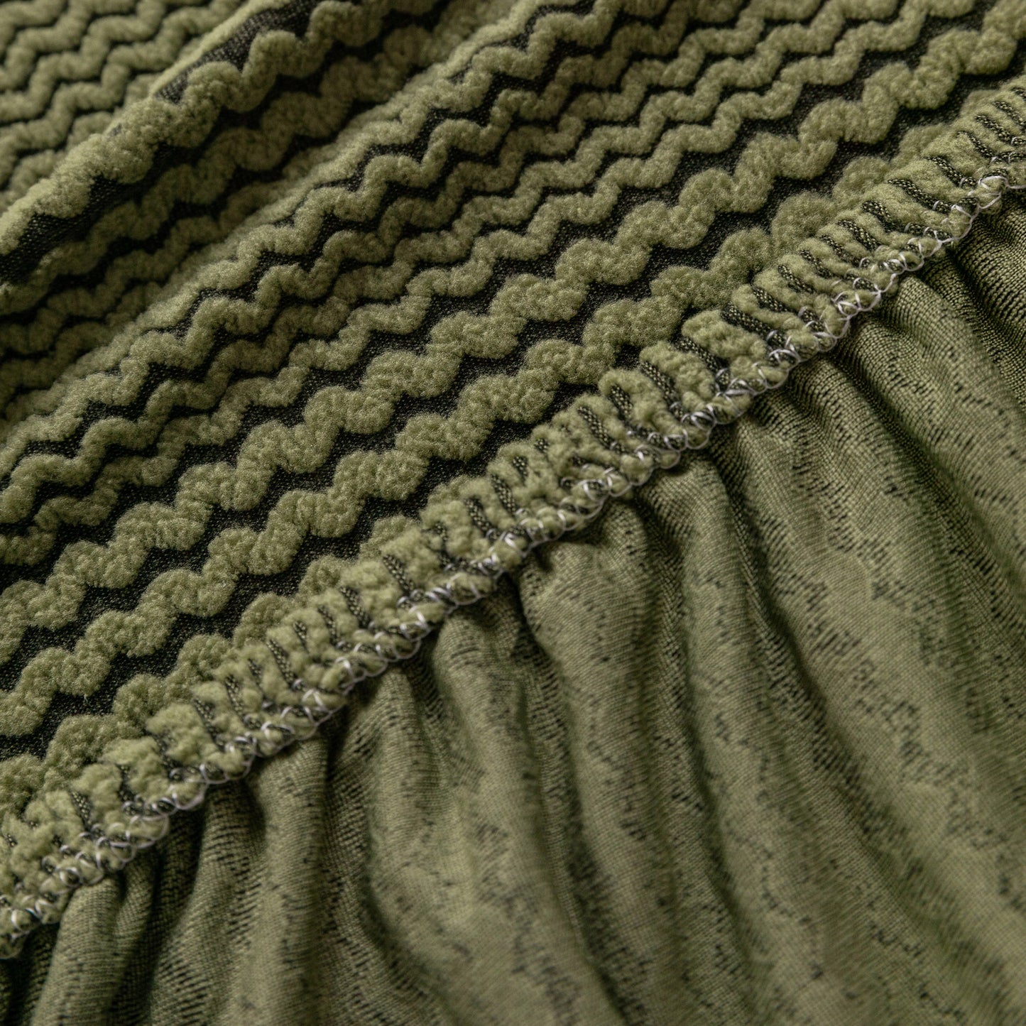 Modern Textured Stretch Sofa Cover, Plush Fleece Sofa Slipcover with 3D Stripe Texture