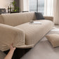 Modern Textured Stretch Sofa Cover, Plush Fleece Sofa Slipcover with 3D Stripe Texture