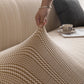 Modern Textured Stretch Sofa Cover, Plush Fleece Sofa Slipcover with 3D Stripe Texture
