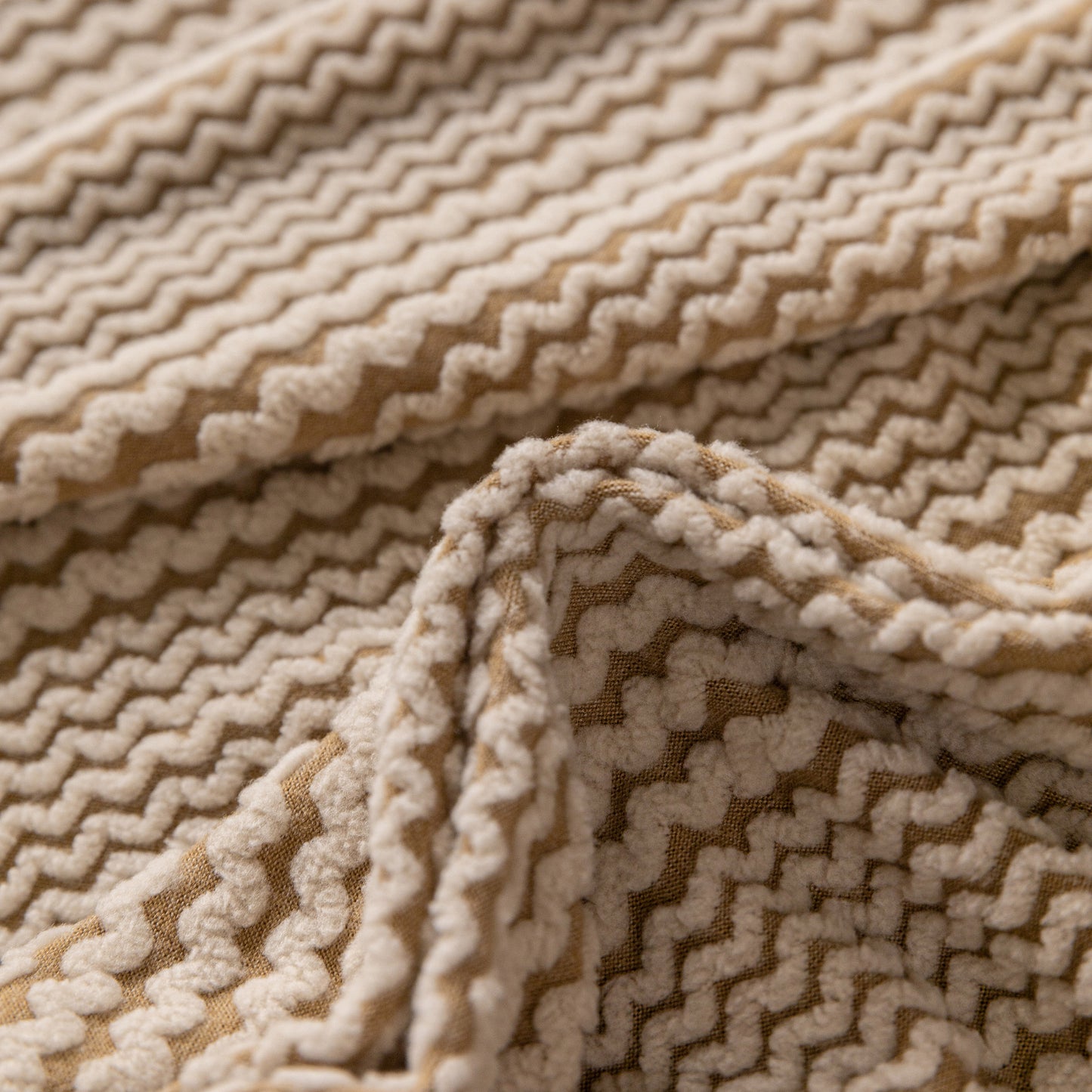 Modern Textured Stretch Sofa Cover, Plush Fleece Sofa Slipcover with 3D Stripe Texture