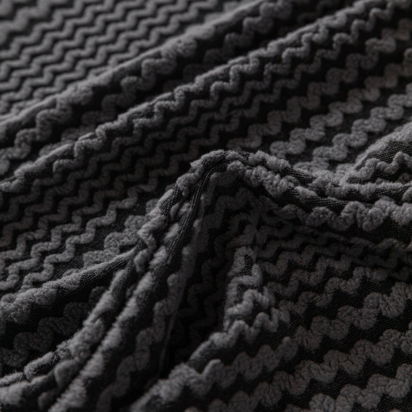 Modern Textured Stretch Sofa Cover, Plush Fleece Sofa Slipcover with 3D Stripe Texture