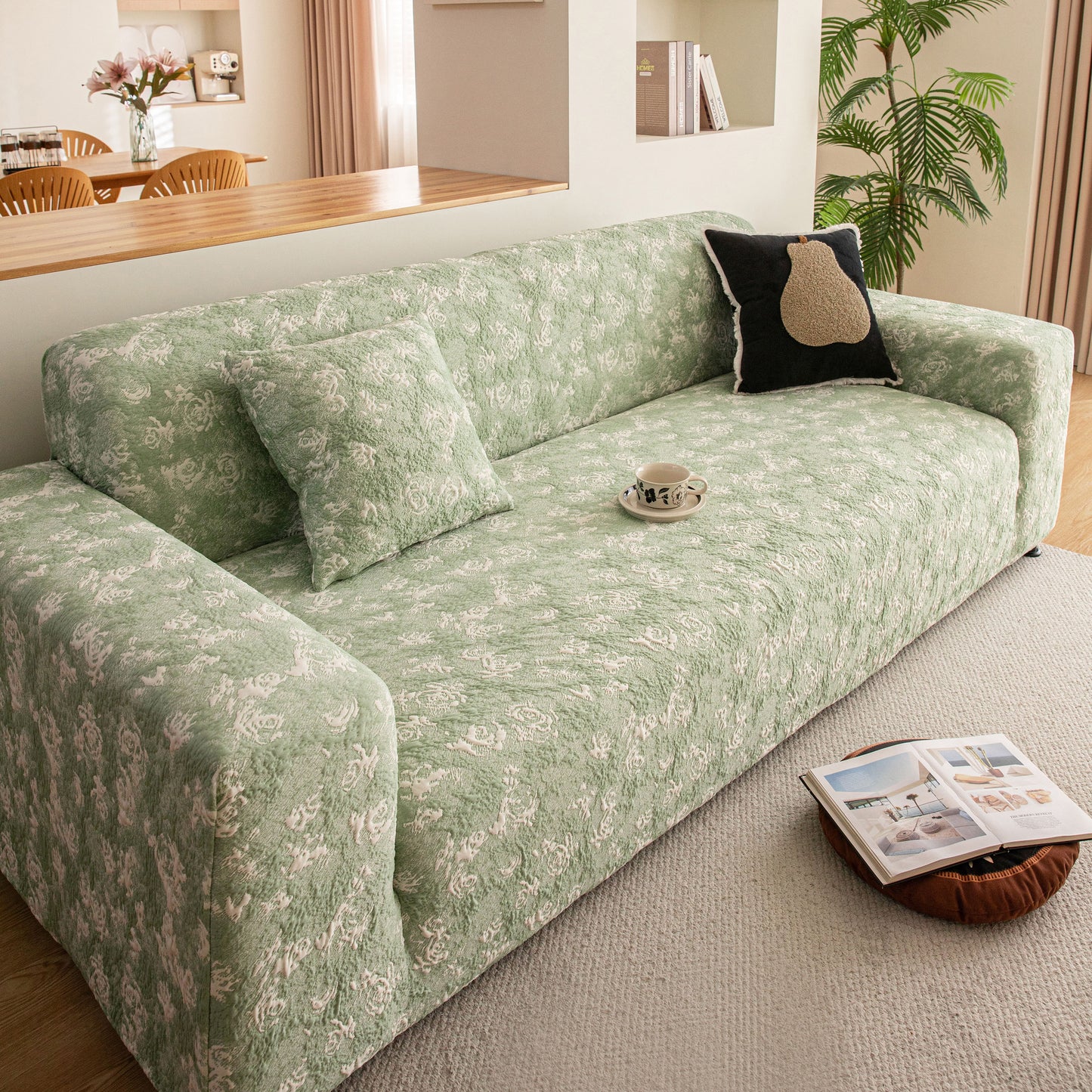High Stretch Thick 3D Spacer Sofa Cover, Air-Layer Jacquard Cushioned Couch Slipcover