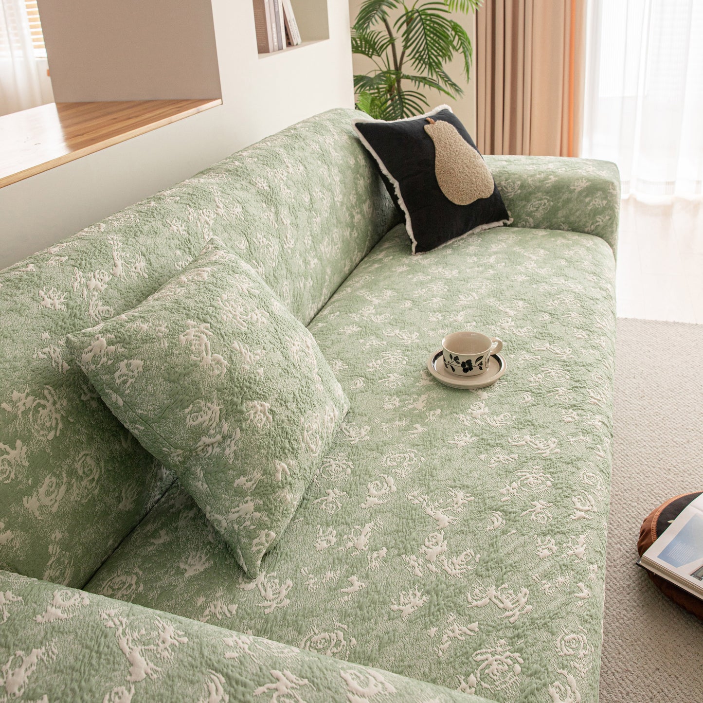 High Stretch Thick 3D Spacer Sofa Cover, Air-Layer Jacquard Cushioned Couch Slipcover