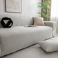 3D Grid Jacquard Sofa Cover, High Stretch Plush Waffle Couch Slipcover with Tie Straps