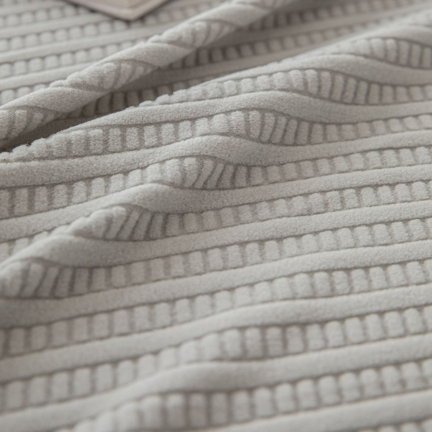 3D Grid Jacquard Sofa Cover, High Stretch Plush Waffle Couch Slipcover with Tie Straps