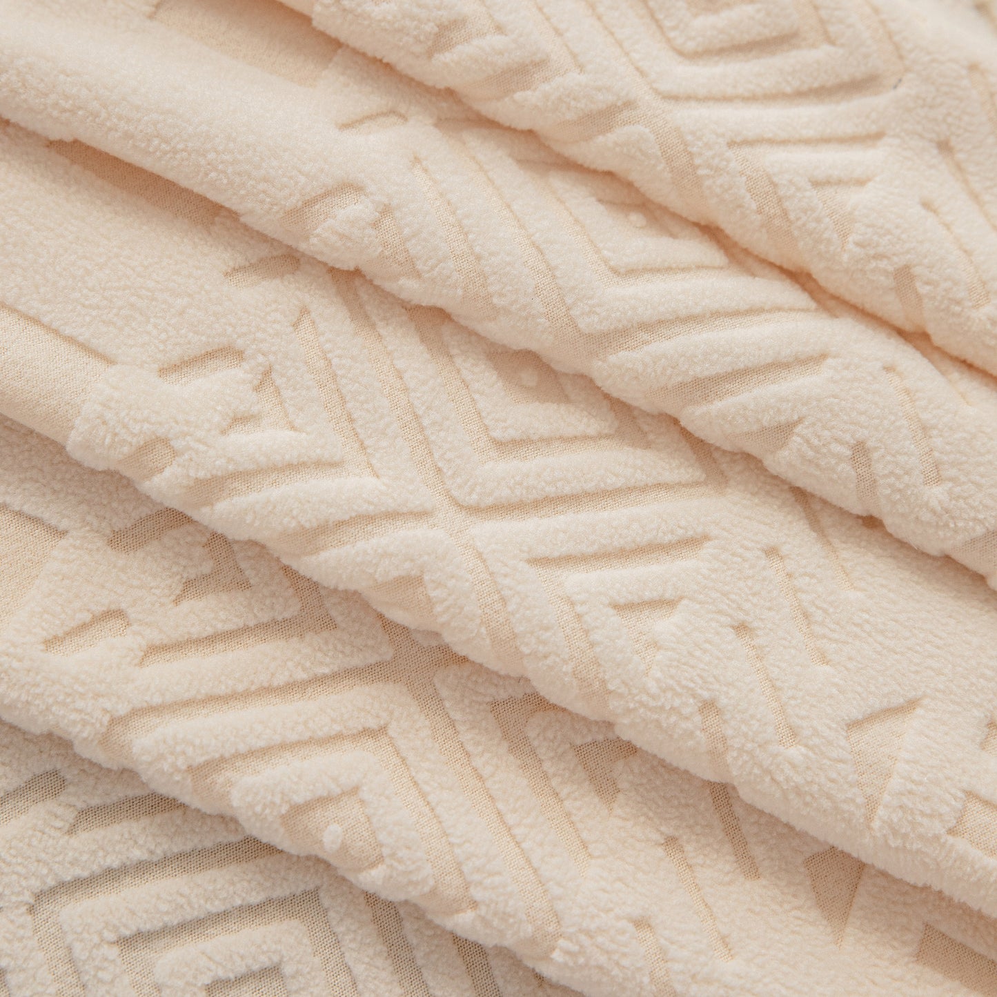 High Stretch Embossed Geometric Slipcover for Couch, Cozy Plush Fleece Couch Cover