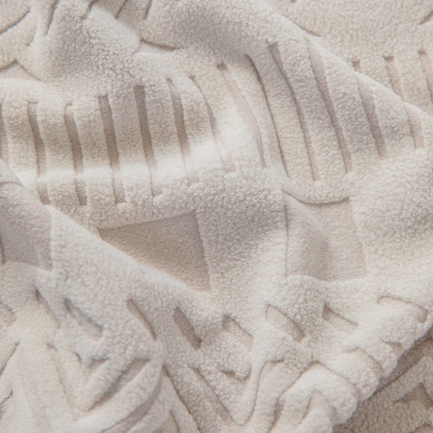 High Stretch Embossed Geometric Slipcover for Couch, Cozy Plush Fleece Couch Cover