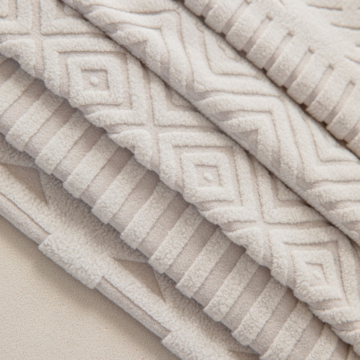 High Stretch Embossed Geometric Slipcover for Couch, Cozy Plush Fleece Couch Cover