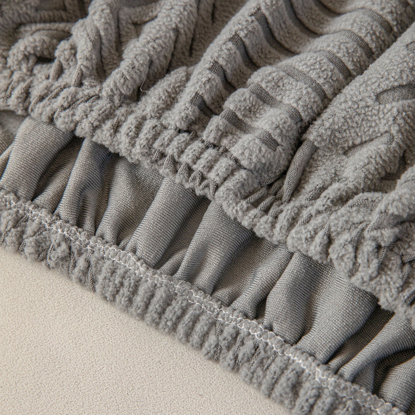 High Stretch Embossed Geometric Slipcover for Couch, Cozy Plush Fleece Couch Cover
