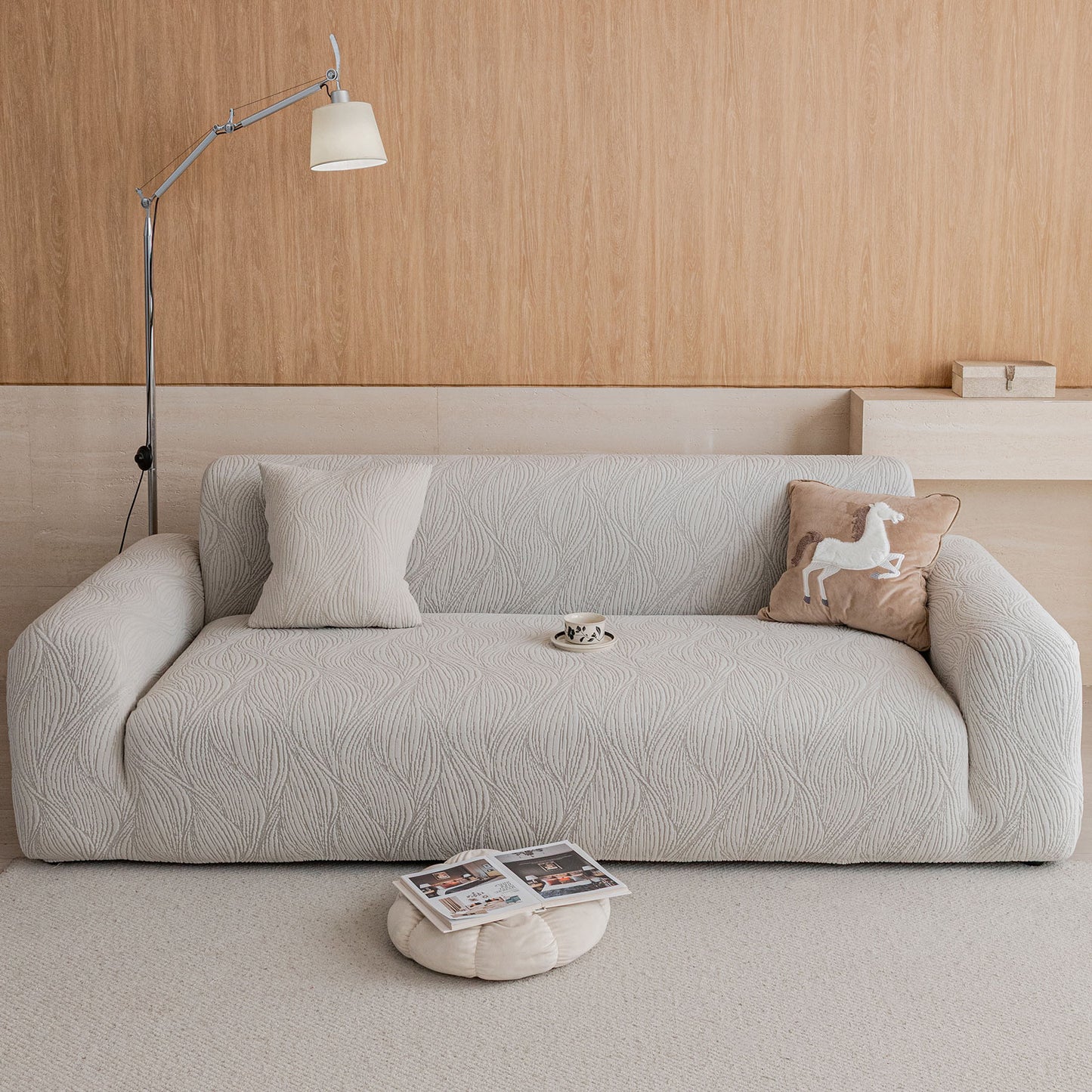 Elastic Stretch Sofa Cover Slipcover,  Thick Plush Wavy Flowing Texture Couch Cover