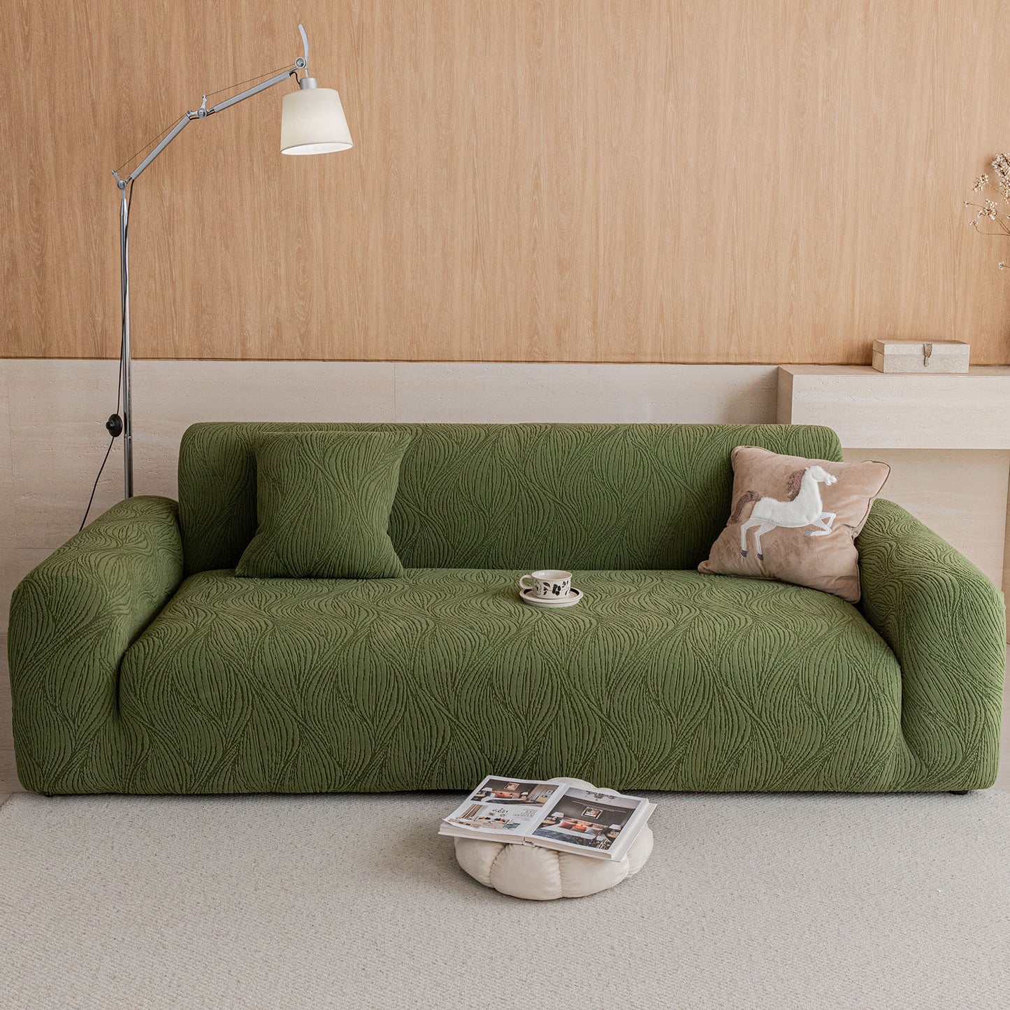 Elastic Stretch Sofa Cover Slipcover,  Thick Plush Wavy Flowing Texture Couch Cover