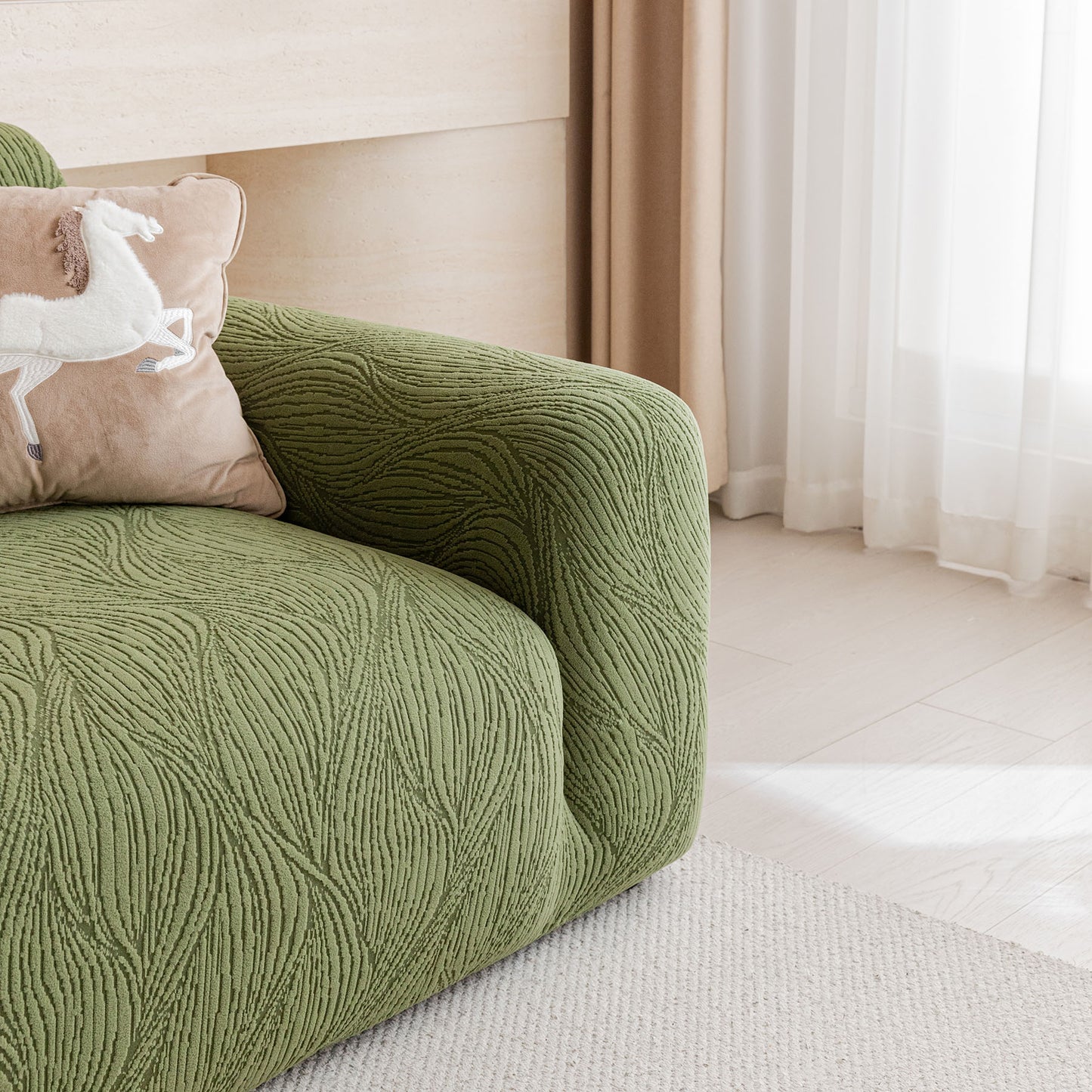 Elastic Stretch Sofa Cover Slipcover,  Thick Plush Wavy Flowing Texture Couch Cover