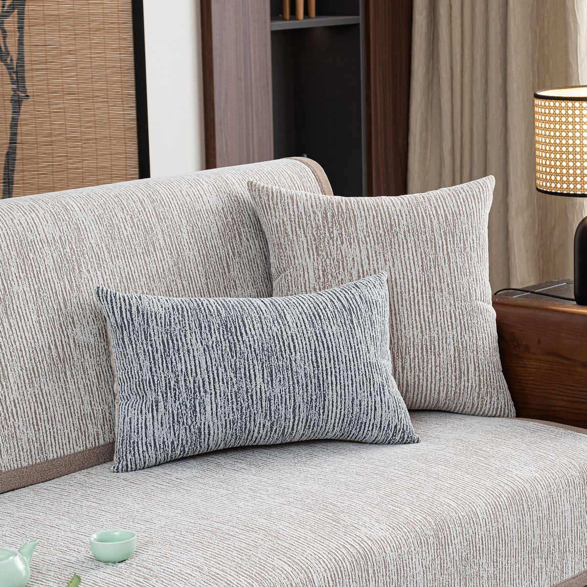Textured Striped Sofa Cover, Non-Slip Couch Protector for Pets, Kids & Daily Use